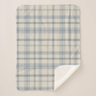 Couverture Sherpa Nursery pour bébé garçon à carreaux bleus de ferme