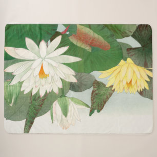 Couverture Sherpa Nymphaea lotus, gravure sur bois japonaise, 1917