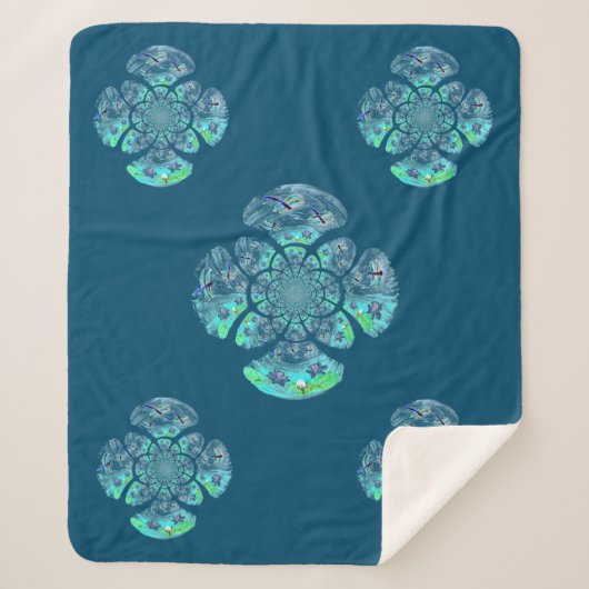 Couverture Sherpa Nymphéa Libellule Motif Nature (Devant)
