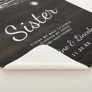 Couverture Sherpa Oak Ridge Rustic à la citation coeur soeur
