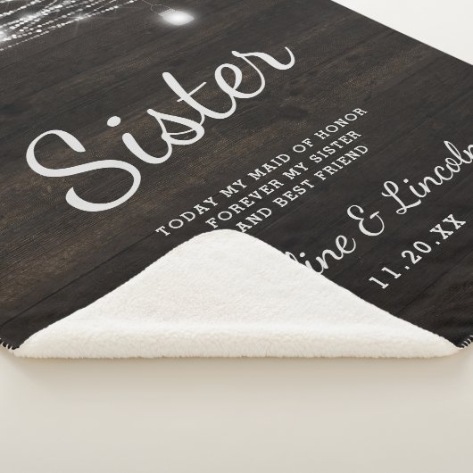 Couverture Sherpa Oak Ridge Rustic à la citation coeur soeur (3/4)