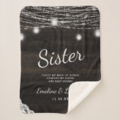 Couverture Sherpa Oak Ridge Rustic à la citation coeur soeur (Devant)