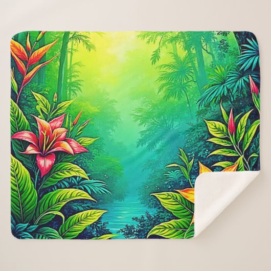 Couverture Sherpa Oasis de la jungle tropicale luxuriante (Devant (Horizontal))