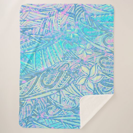 Couverture Sherpa Océan bleu - Hawaïen - Samoan - Tribal polynésien (Devant)