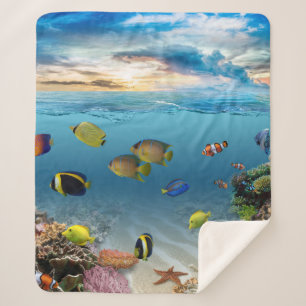 Couverture Sherpa Océan Corail Reef Poisson tropical