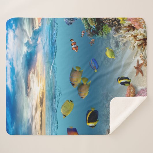 Couverture Sherpa Océan Corail Reef Poisson tropical (Devant (Horizontal))