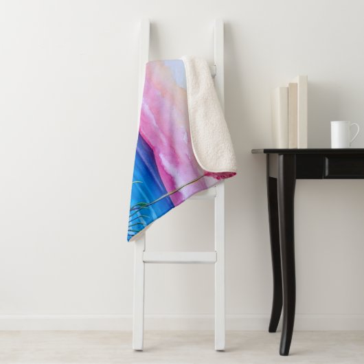 Couverture Sherpa Océan du coucher du soleil (En situation)