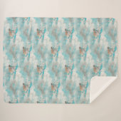Couverture Sherpa Océan Nautique Bleu Aquarelle Motif de tortue mari (Devant (Horizontal))
