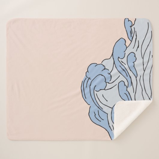 Couverture Sherpa Océan Rose/Bleu Vagues D'Océan Esthétique Avec Pla (Devant (Horizontal))