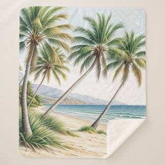 Couverture Sherpa Océan tropicale des palmiers