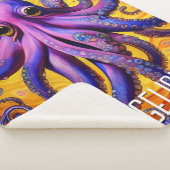 Couverture Sherpa Octopus mauve Whimsical avec nom personnalisé (3/4)