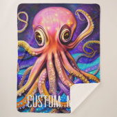 Couverture Sherpa Octopus océanique avec nom personnalisé (Devant)