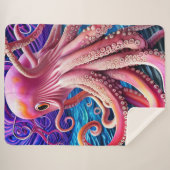 Couverture Sherpa Octopus rose (Devant (Horizontal))