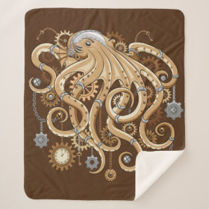 Couverture Sherpa Octopus Steampunk Surreal Retro Style Machine