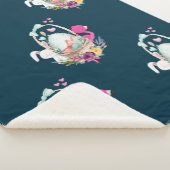 Couverture Sherpa Oeuf mignon, Flamant rose rose et lapin, Aquarelle (3/4)