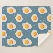 Couverture Sherpa Oeufs frits sur Motif bleu (Devant (Horizontal))