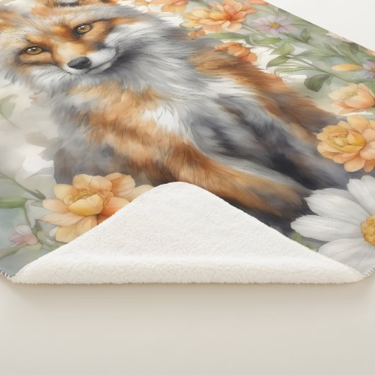 Couverture Sherpa OEuvre d'aquarelle Fox (3/4)