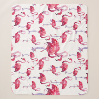 Couverture Sherpa Oiseau d'aquarelle de Flamant rose exotique