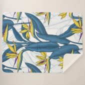 Couverture Sherpa Oiseau de fleurs de paradis sur blanc (Devant (Horizontal))