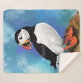 Couverture Sherpa Oiseau de Puffin Atlantique - Beak clown - Peintur (Devant (Horizontal))