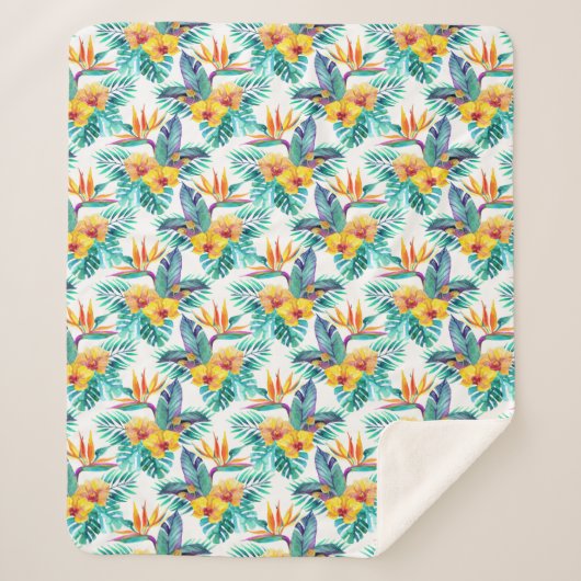 Couverture Sherpa Oiseau du paradis et du motif d'orchidée (Devant)