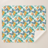 Couverture Sherpa Oiseau du paradis et du motif d'orchidée (Devant (Horizontal))