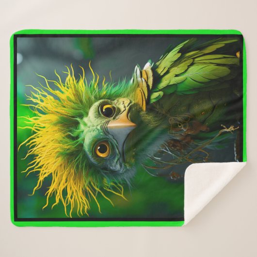 Couverture Sherpa Oiseau vert (Devant (Horizontal))