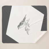 Couverture Sherpa Oiseau vintage Noir et Blanc (Devant (Horizontal))