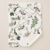 Couverture Sherpa Oiseaux de poulet Baies et Pinecones Aquarelle (Devant)