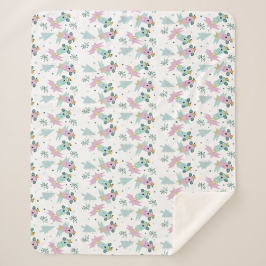 Couverture Sherpa Oiseaux d'hiver Arbres de Noël Iceberg Doodles (Devant)