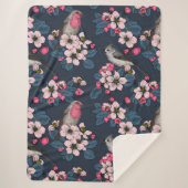 Couverture Sherpa Oiseaux et fleurs (Devant)