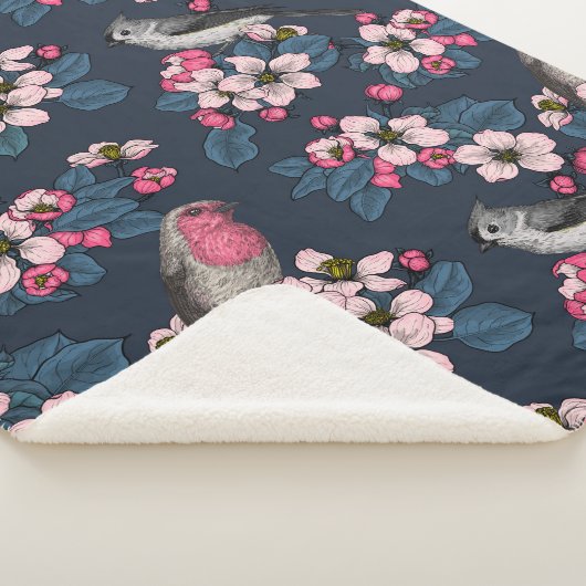 Couverture Sherpa Oiseaux et fleurs (3/4)