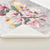 Couverture Sherpa Oiseaux et fleurs de Magnolia rose (3/4)