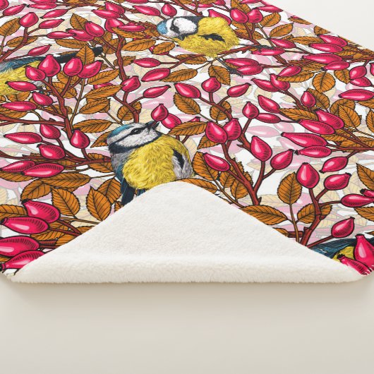 Couverture Sherpa Oiseaux et hanches roses de chien (3/4)