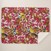 Couverture Sherpa Oiseaux et hanches roses de chien (Devant (Horizontal))