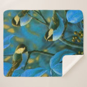 Couverture Sherpa Oiseaux jaunes bleus petits (Devant (Horizontal))