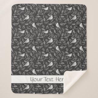 Couverture Sherpa Oiseaux noirs et blancs d'hiver brillants Motif fl
