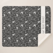 Couverture Sherpa Oiseaux noirs et blancs d'hiver brillants Motif fl (Devant (Horizontal))
