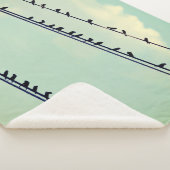 Couverture Sherpa Oiseaux sur fil, ciel bleu vintage. (3/4)