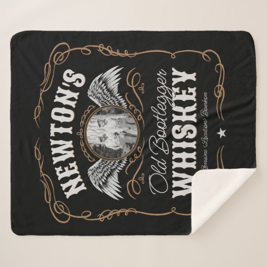 Couverture Sherpa Old Moonshine Whiskey Étiquette AJOUTER PHOTO Nom  (Devant (Horizontal))