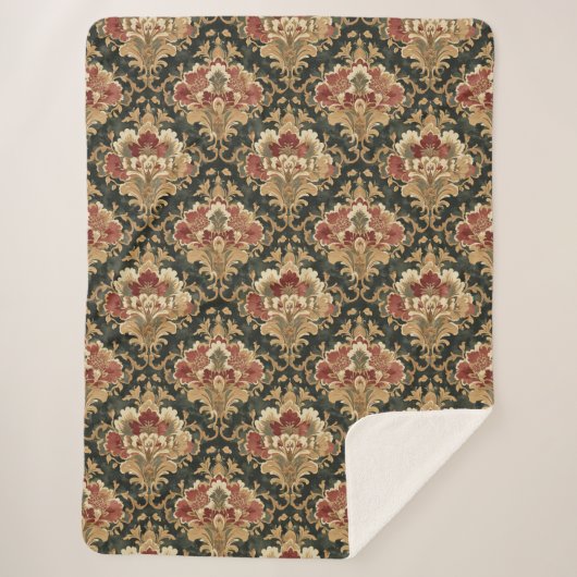 Couverture Sherpa Old Victorian Damask Pattern (Devant)