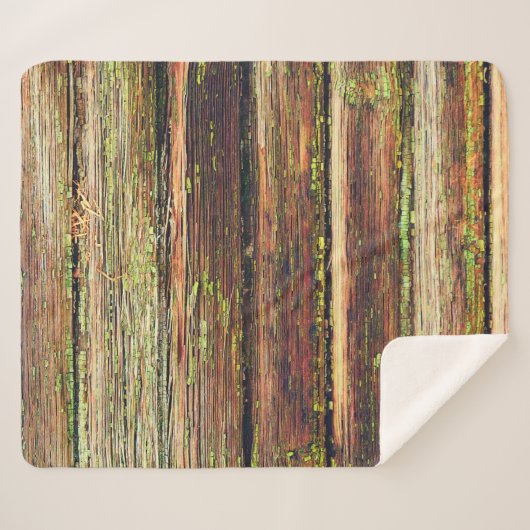 Couverture Sherpa Old wooden background painted green paint with cra (Devant (Horizontal))