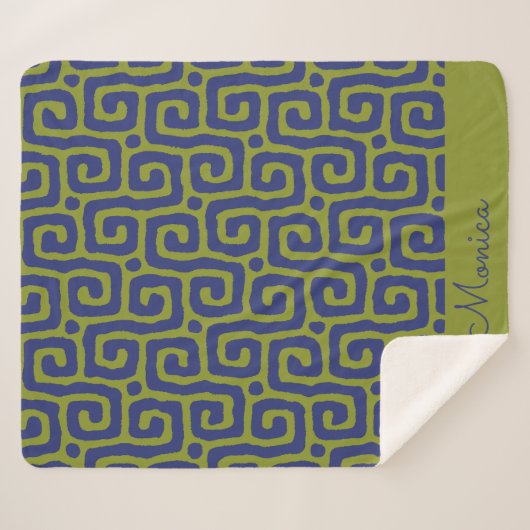 Couverture Sherpa Olive Green &blue Abstract pattern (Devant (Horizontal))