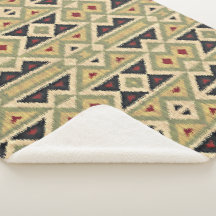 Olive Green Mustard Ochre Yellow Tribal Ikat Art