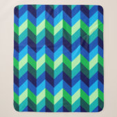 Couverture Sherpa Ombré Chevron Bleu Vert Moyen (Devant)