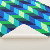 Couverture Sherpa Ombré Chevron Bleu Vert Moyen (3/4)