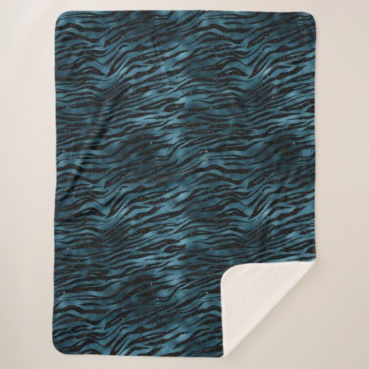 Couverture Sherpa Ombre d'impression bleu noir Zebra (Devant)