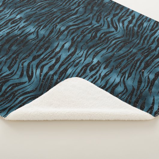 Couverture Sherpa Ombre d'impression bleu noir Zebra (3/4)