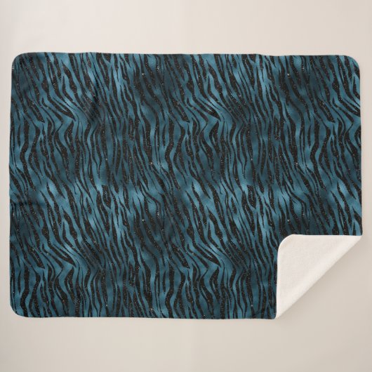 Couverture Sherpa Ombre d'impression bleu noir Zebra (Devant (Horizontal))