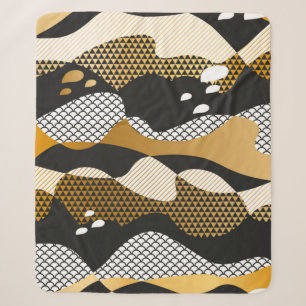 Couverture Sherpa Ondes abstraites texturées géométriques en or méta